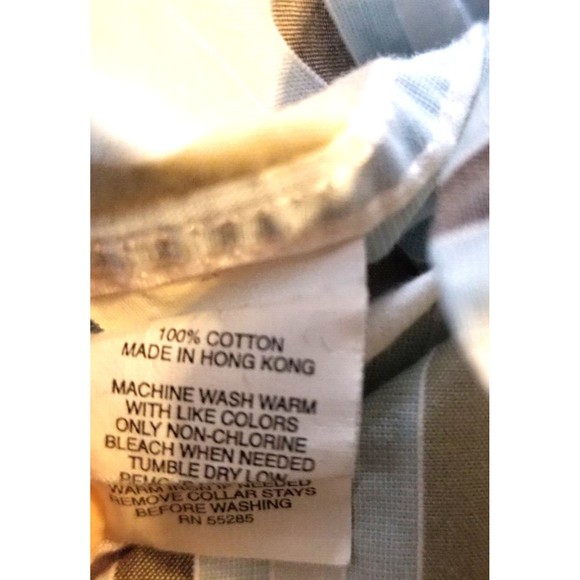 Express Button Up Shirt Men Sz Large 16 Brown Stripes Modern Fit Long Sleeve - Picture 7 of 15